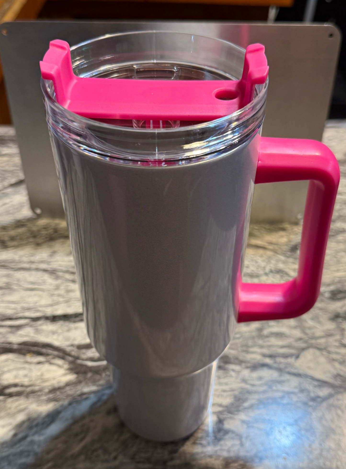 40oz WHITE Tumbler - Colored Handle & Top