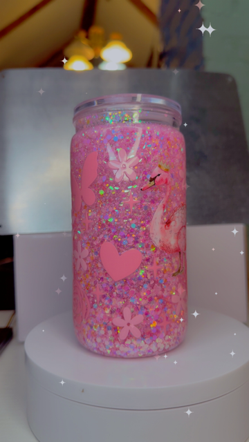 16oz Snow Globe - Flamingo