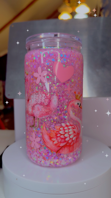 16oz Snow Globe - Flamingo