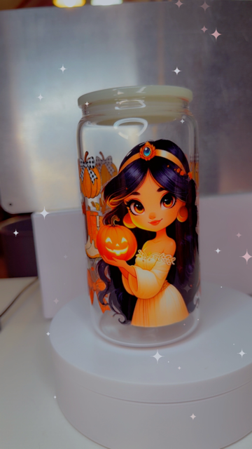 16oz Glass Cup - Pumpkin Girl
