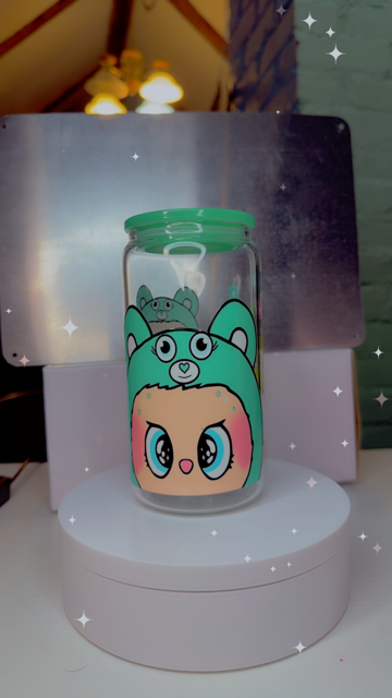 16oz Glass Cup - Monster Doll