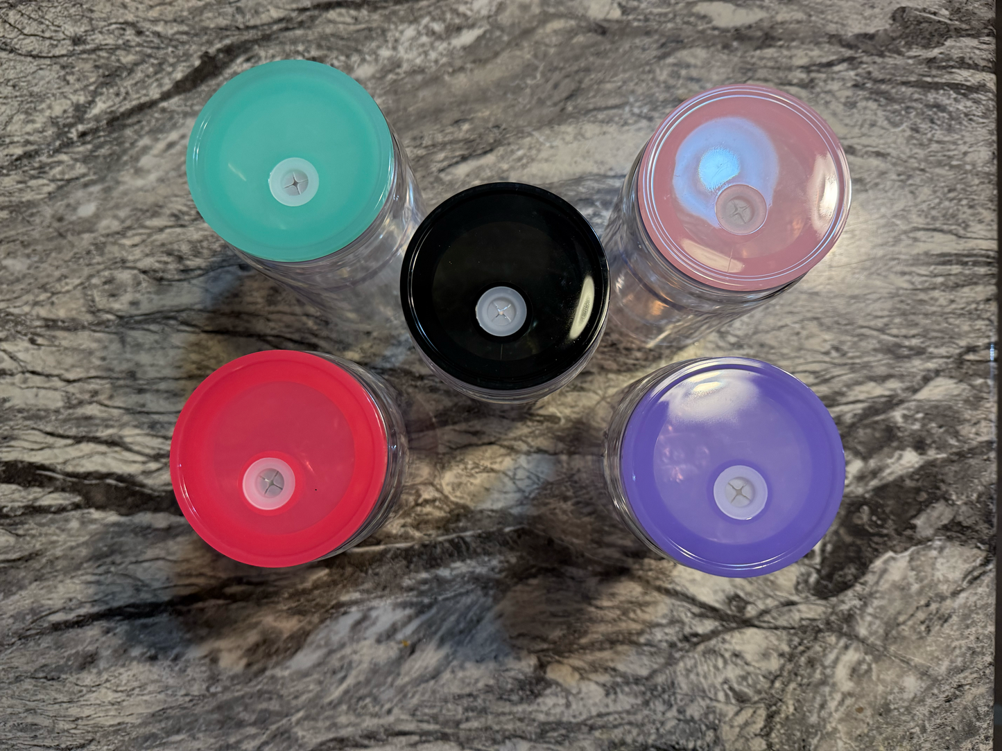 Acrylic Snow Globe Cups - Colored Lids 16oz