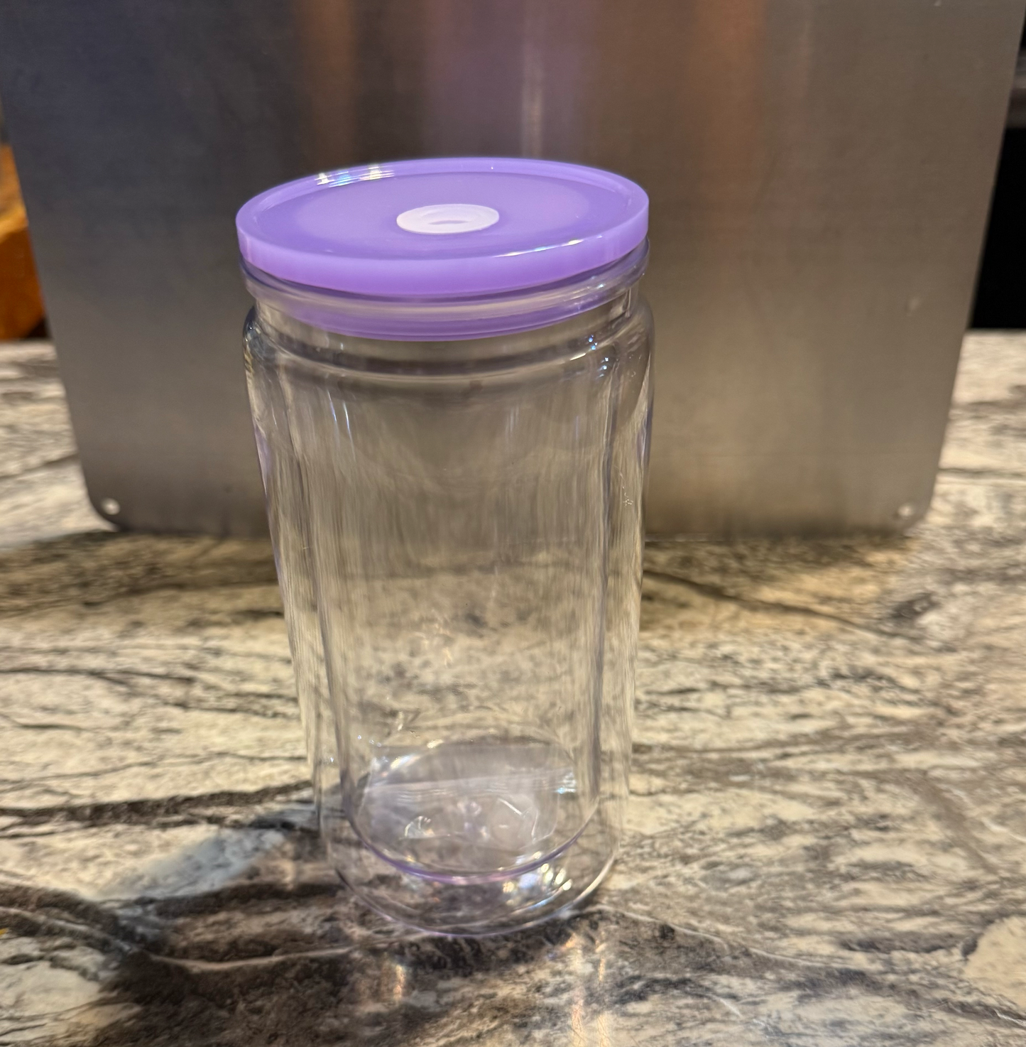 Acrylic Snow Globe Cups - Colored Lids 16oz