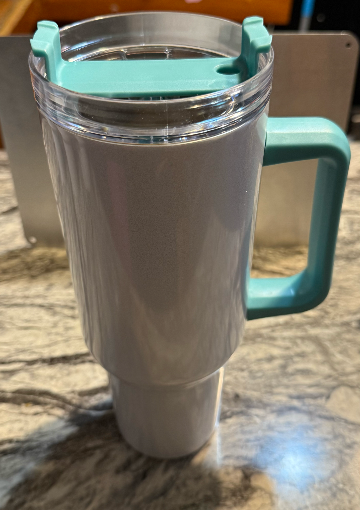 40oz WHITE Tumbler - Colored Handle & Top