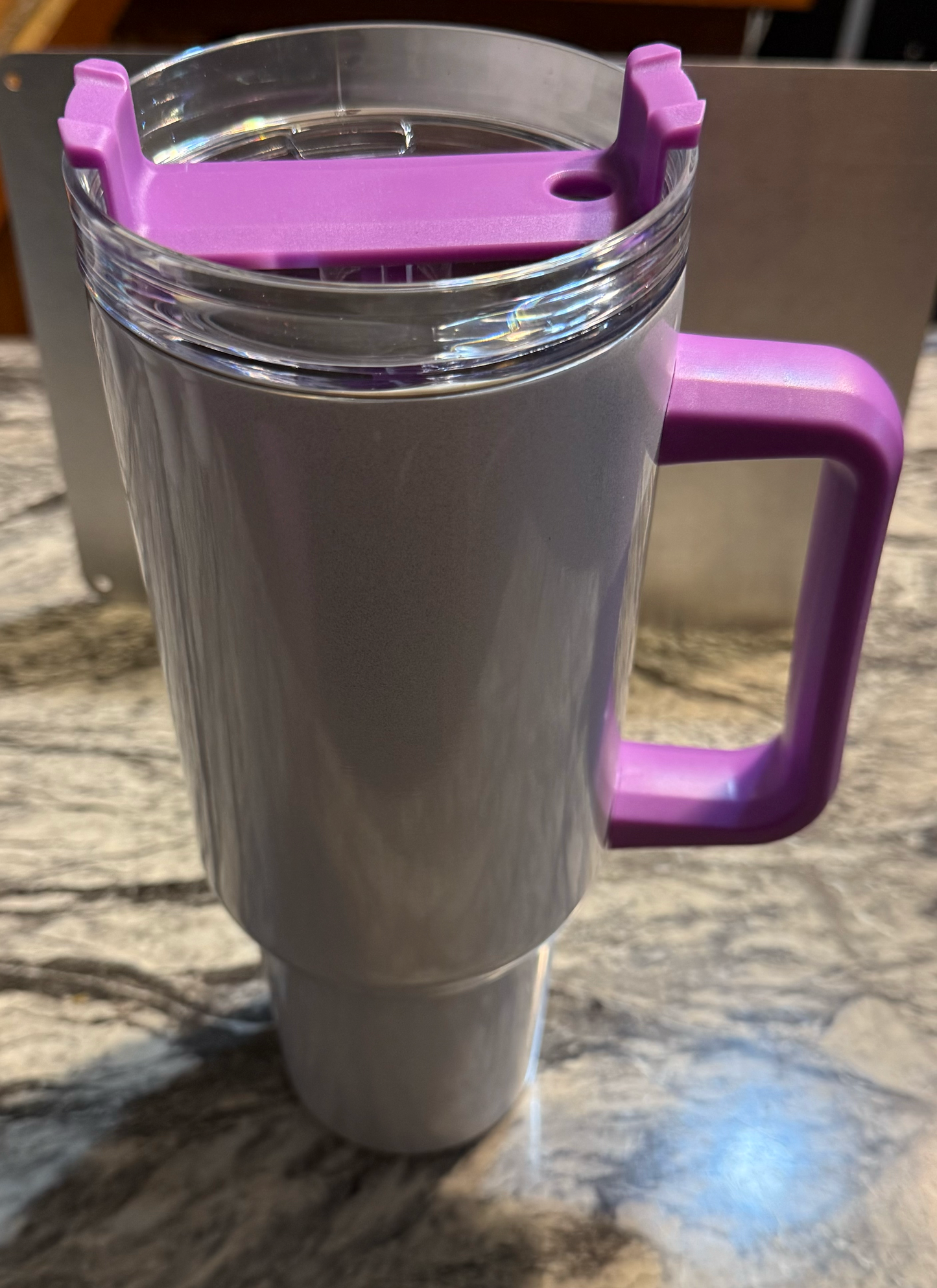 40oz WHITE Tumbler - Colored Handle & Top